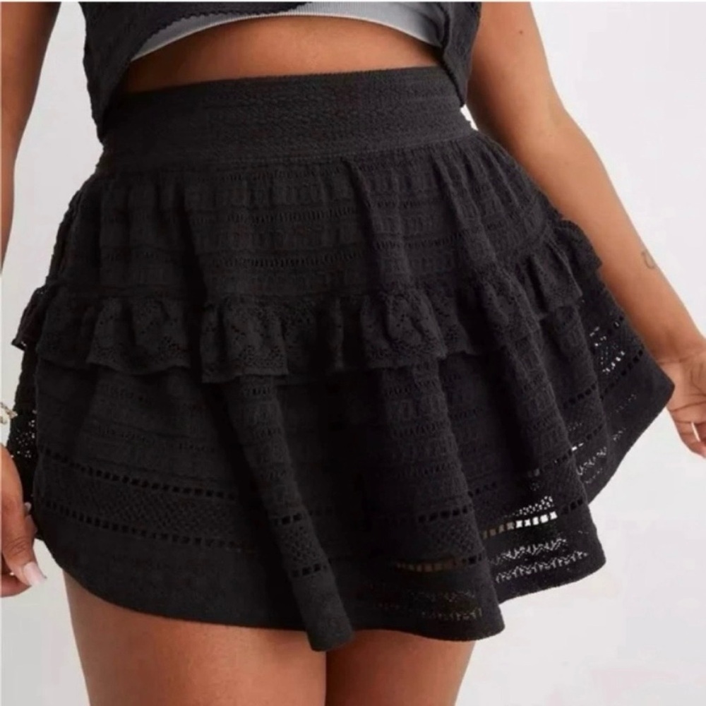 Aerie Rock & Ruffle Skirt Small Preppy Coquette Cute